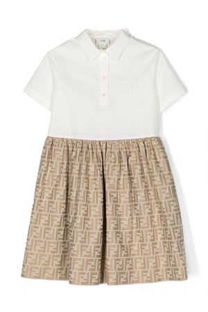 white cotton dress FENDI KIDS | JFB664ALO6F1F4G